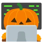 computer portatile + zucca di Halloween