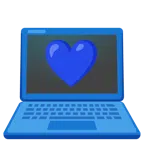 computer portatile + cuore blu