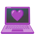 computer portatile + cuore viola