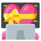 computer portatile + cuore con fiocco