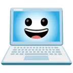 computer portatile + faccina con un gran sorriso