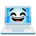 computer portatile + faccina con lacrime di gioia