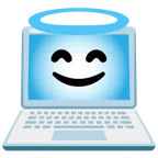 computer portatile + faccina con sorriso e aureola