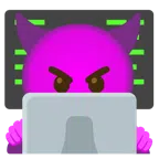 computer portatile + faccina con sorriso e corna