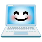 computer portatile + faccina con occhi sorridenti