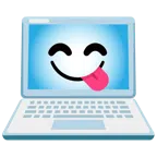 computer portatile + faccina che si lecca i baffi