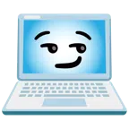 computer portatile + faccina con sorrisetto