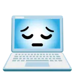 computer portatile + faccina pensierosa