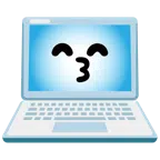 computer portatile + faccina che bacia con occhi sorridenti