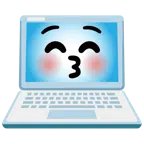 computer portatile + faccina che bacia con occhi chiusi
