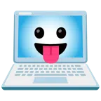 computer portatile + faccina che mostra la lingua