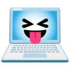 computer portatile + faccina che strizza gli occhi e mostra la lingua