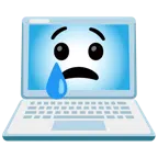 computer portatile + faccina che piange