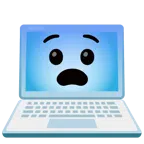 computer portatile + faccina impaurita