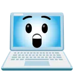 computer portatile + faccina stupita