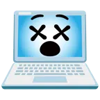 computer portatile + faccina frastornata