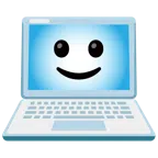 computer portatile + faccina con sorriso accennato