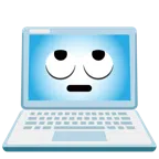 computer portatile + faccina con occhi al cielo