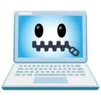 computer portatile + faccina con bocca con cerniera