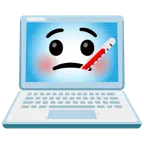 computer portatile + faccina con termometro