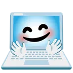 computer portatile + faccina che abbraccia