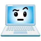 computer portatile + faccina con sopracciglia alzate