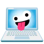 computer portatile + faccina impazzita