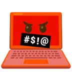 computer portatile + faccina con simboli sulla bocca