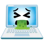 computer portatile + faccina che vomita