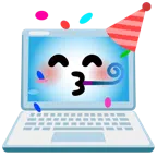 computer portatile + faccina che festeggia
