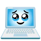 computer portatile + faccina che trattiene le lacrime