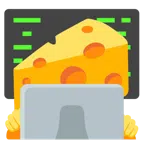 computer portatile + fetta di formaggio