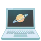 computer portatile + pianeta con satellite