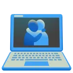 computer portatile + persone che si abbracciano