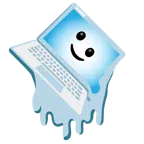 computer portatile + faccina che si scioglie