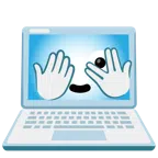 computer portatile + faccina che sbircia tra le dita