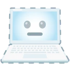 computer portatile + faccina tratteggiata