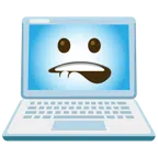 computer portatile + bocca che morde il labbro