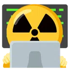 computer portatile + simbolo della radioattività