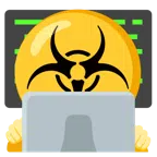computer portatile + simbolo del rischio biologico