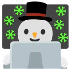 computer portatile + pupazzo di neve senza neve