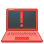 computer portatile + punto esclamativo rosso