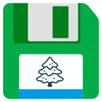 floppy disc + albero sempreverde