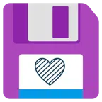 floppy disc + cuore viola