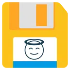 floppy disc + faccina con sorriso e aureola