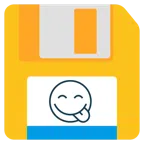 floppy disc + faccina che si lecca i baffi