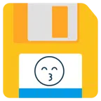 floppy disc + faccina che bacia con occhi sorridenti