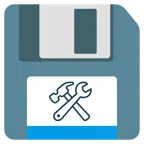 floppy disc + martello e chiave inglese