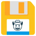 floppy disc + faccina con cappello da cowboy