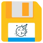 floppy disc + faccina che festeggia